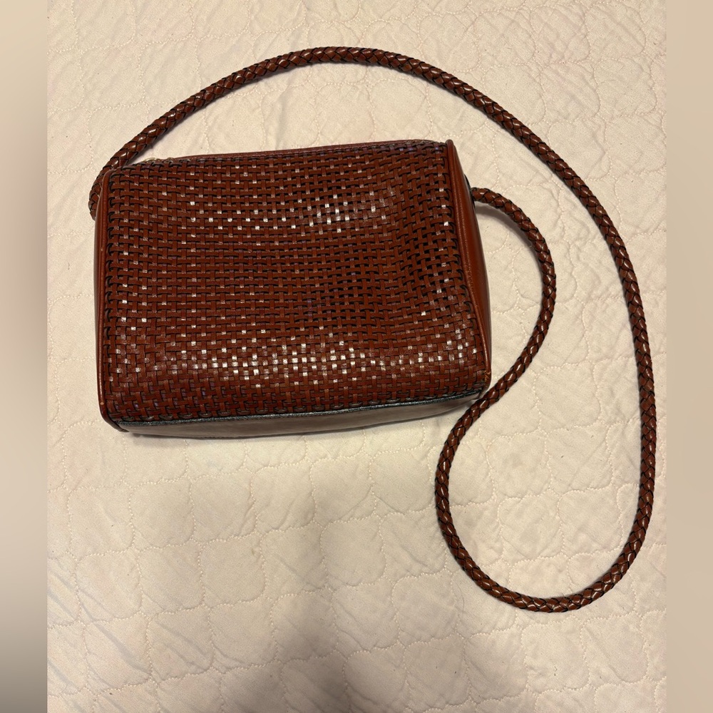 Elegant Vintage Brown Woven Crossbody Bag by medallion